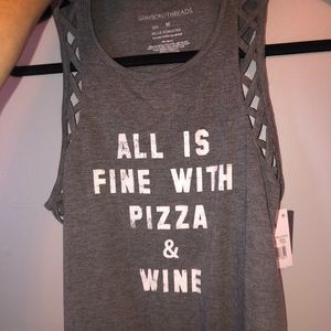NWT pizza wine workout tank top